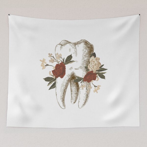 Item preview, Tooth with red and white flowers - Dental designed and sold by guaka-molly.