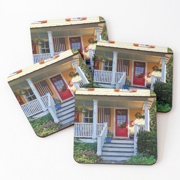 Item preview, Mendham NJ - Porch With Wooden American Flag designed and sold by Susan Savad.