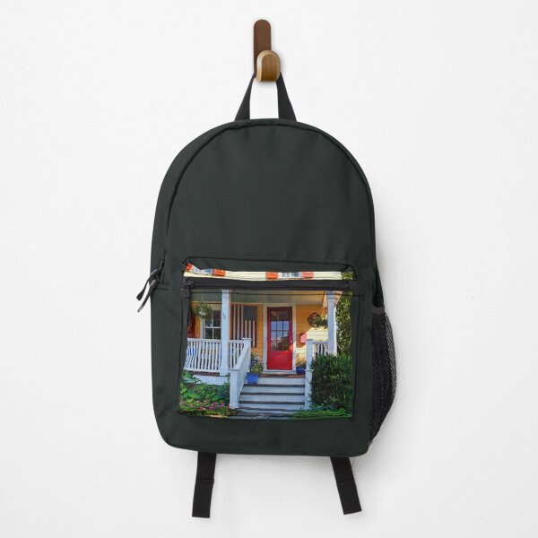 Item preview, Mendham NJ - Porch With Wooden American Flag designed and sold by Susan Savad.