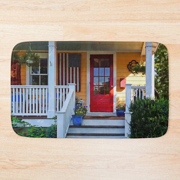 Item preview, Mendham NJ - Porch With Wooden American Flag designed and sold by Susan Savad.