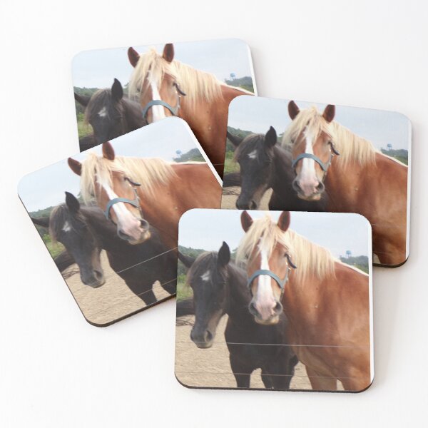 Item preview, Close up of a black horse and a red horse designed and sold by AlicesArtistry.