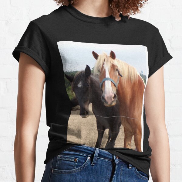 Aperçu de l'œuvre Gros plan d'un cheval noir et d'un cheval rouge créée et vendue par AlicesArtistry.