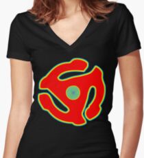 Music 45 Vinyl Holder Turntable Record Women's Fitted V-Neck T-Shirt
