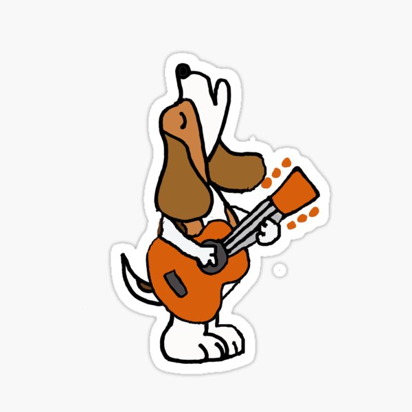 Vista previa del artículo con la obra «Gracioso perro beagle soltero tocando la guitarra Música», diseñado y vendido por Nature's Fancy.