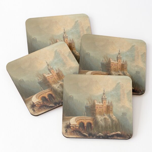 Item preview, Large Winter Landscape with Castle in the Mountains (19th century) - Albert Bredow designed and sold by SALON DES ARTS.