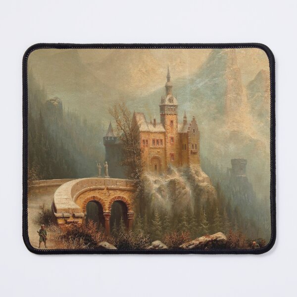 Item preview, Large Winter Landscape with Castle in the Mountains (19th century) - Albert Bredow designed and sold by SALON DES ARTS.