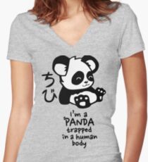 I'm a cute little panda Women's Fitted V-Neck T-Shirt