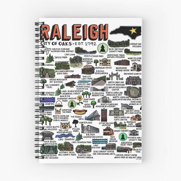 Item preview, Raleigh NC Map  designed and sold by fiberandgloss.