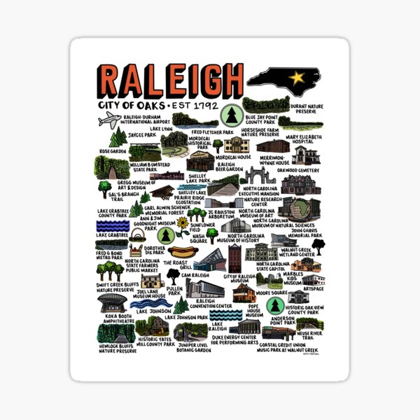 Item preview, Raleigh NC Map  designed and sold by fiberandgloss.