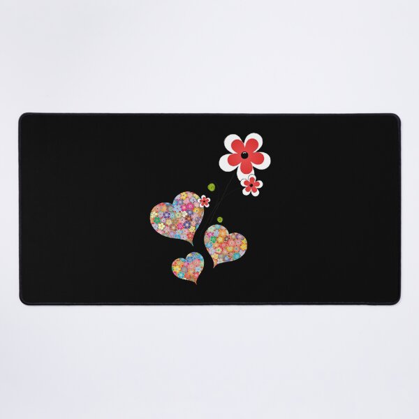 Flowers flora heart design Desk Mat