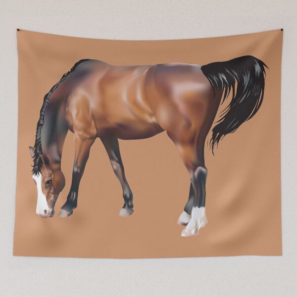 Item preview, Drawing a Brown Horse with a Clipped Mane Grazing designed and sold by Phantasmal-2-do.