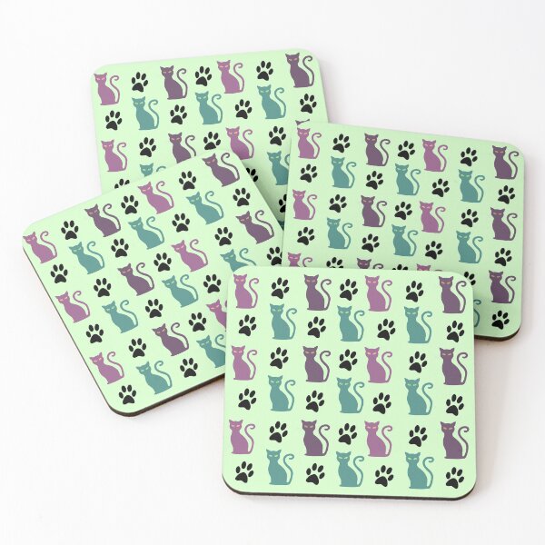 Item preview, Colorful cats and paw prints pattern designed and sold by Topmel.