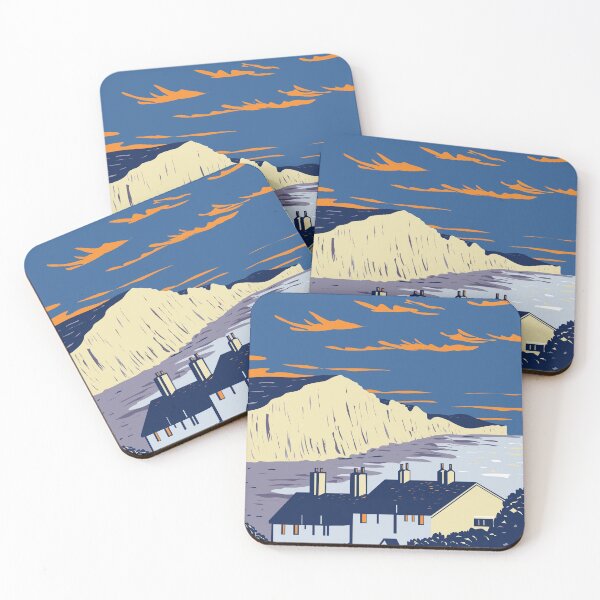Item preview, Seven Sisters Chalk Cliffs by English Channel Within South Downs National Park in Southern England UK Art Deco WPA Poster Art designed and sold by patrimonio.