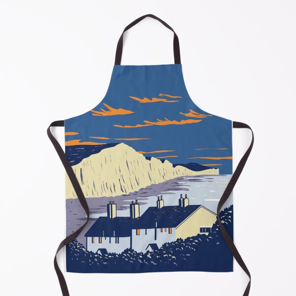 Item preview, Seven Sisters Chalk Cliffs by English Channel Within South Downs National Park in Southern England UK Art Deco WPA Poster Art designed and sold by patrimonio.