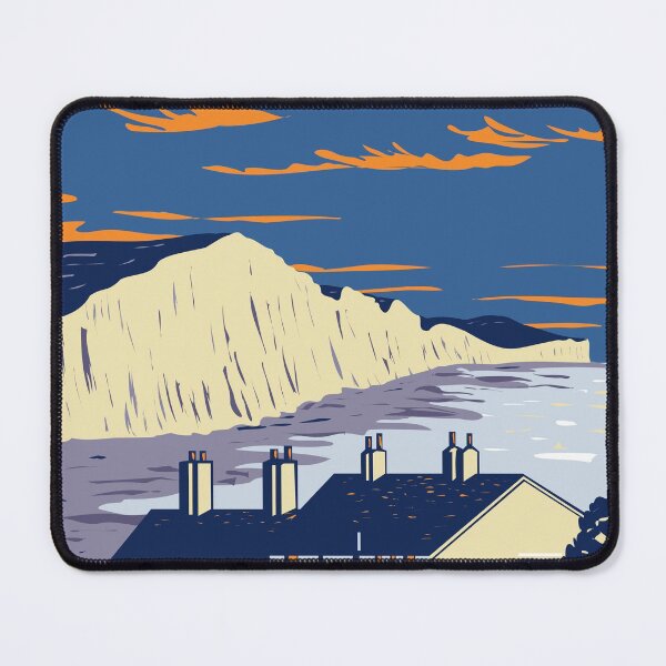 Item preview, Seven Sisters Chalk Cliffs by English Channel Within South Downs National Park in Southern England UK Art Deco WPA Poster Art designed and sold by patrimonio.
