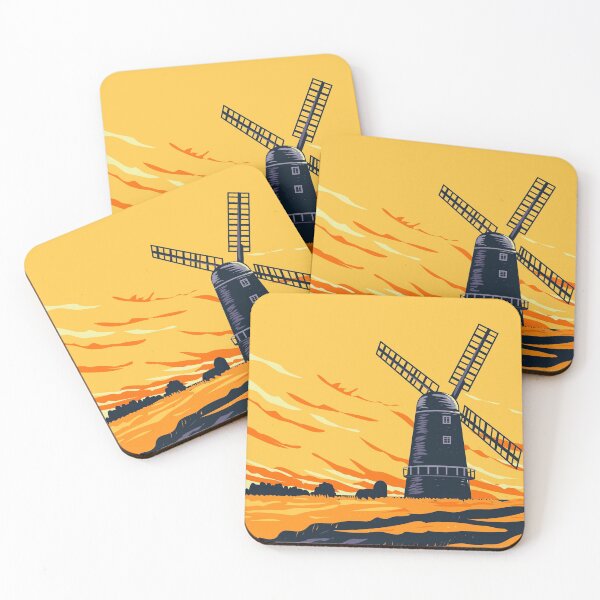 Item preview, Drainage Windmill in Norwich in the Norfolk Broads Within the Broads National Park England UK Art Deco WPA Poster Art designed and sold by patrimonio.