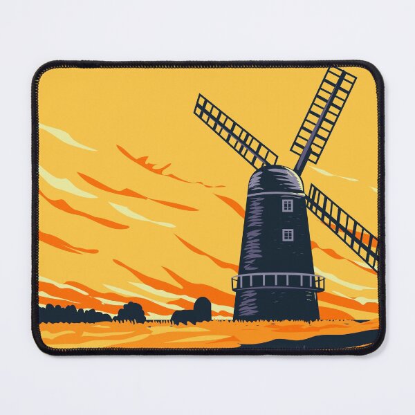 Item preview, Drainage Windmill in Norwich in the Norfolk Broads Within the Broads National Park England UK Art Deco WPA Poster Art designed and sold by patrimonio.