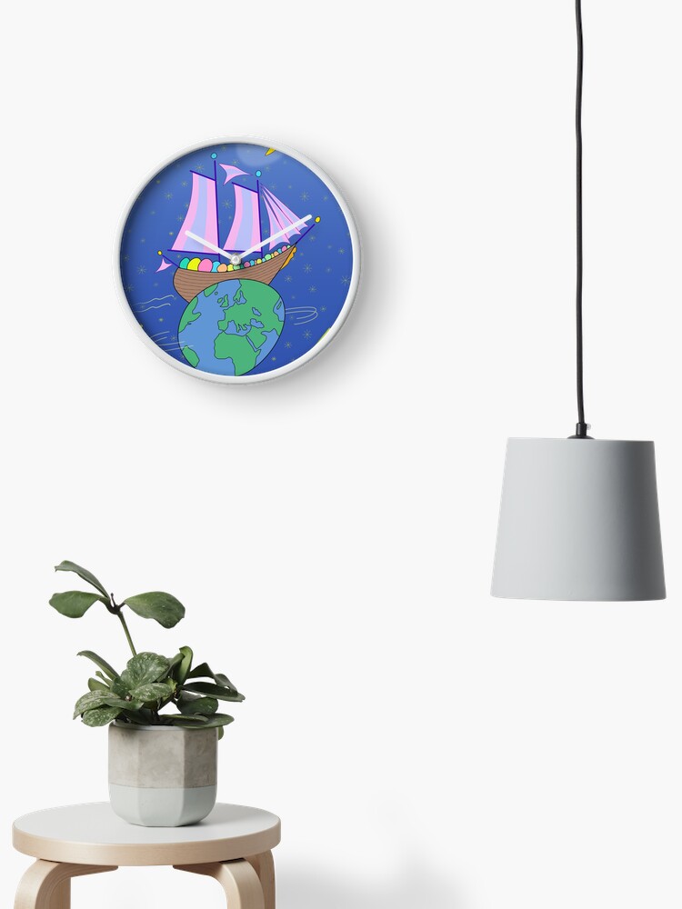 Thumbnail 2 of 4, Clock, Sailing Across the World designed and sold by SueGilbert.