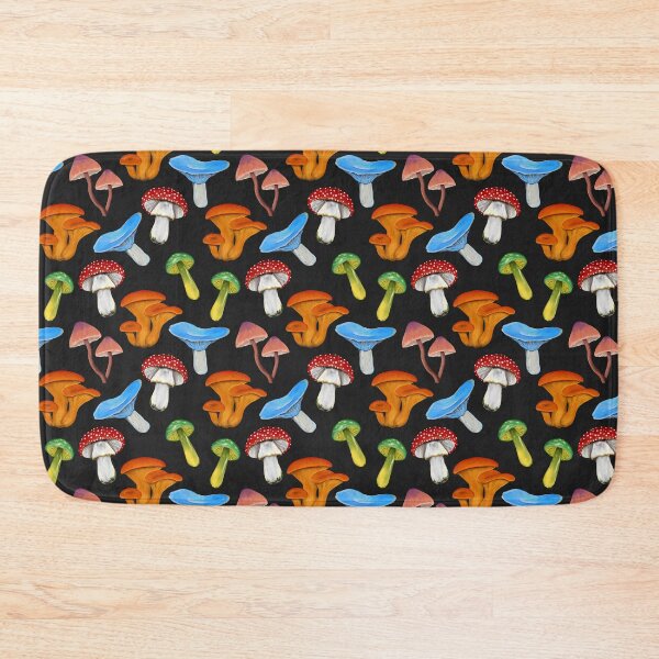 Item preview, Colorful Mushroom Pattern Cottagecore Aesthetic - Black designed and sold by Kraina.