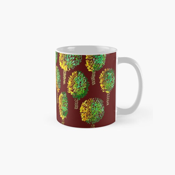 Cross Stitch Trees - marsala background Classic Mug