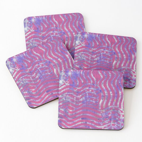 Item preview, Pink Waves on Calendar Page, Gelli Print, Abstract Art designed and sold by ReinyBrain.