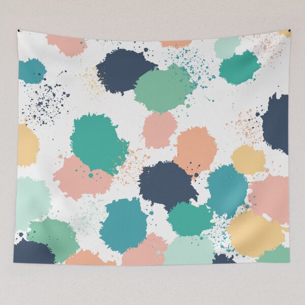 Item preview, Splash of color. Abstract graffiti.  Navy, blue, teal, green, coral, peach, pink.  designed and sold by ABInspired.