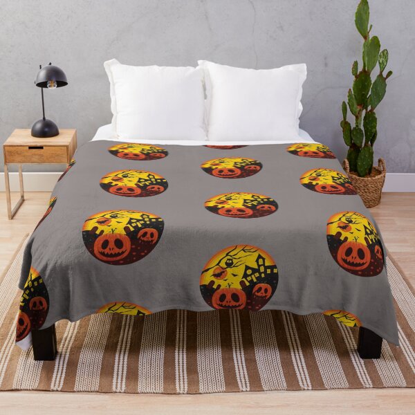 Item preview, Spooky Scary Pumpkins, Owl and Black Bats Abstract Halloween Round Pattern Print designed and sold by silviaol.