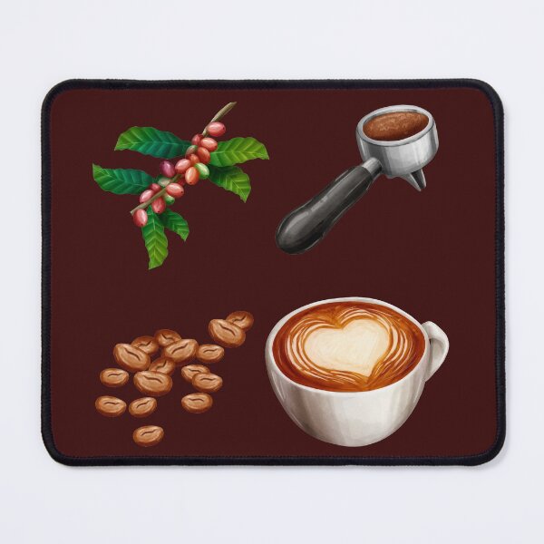 Item preview, Assorted Coffee Elements Pack - Coffee Fruit, Coffee Beans,  Portafilter and Caffe latte designed and sold by Alicia Chee.