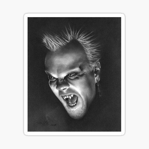 David from The Lost Boys fan art inspired by Kiefer Sutherland, based on my original hand-drawn graphite illustration Sticker