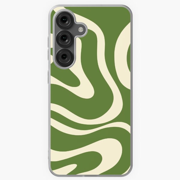 Vista previa del artículo con la obra «Cuadrado de patrón abstracto de remolino líquido moderno en verde y crema de Navidad retro», diseñado y vendido por kierkegaard.