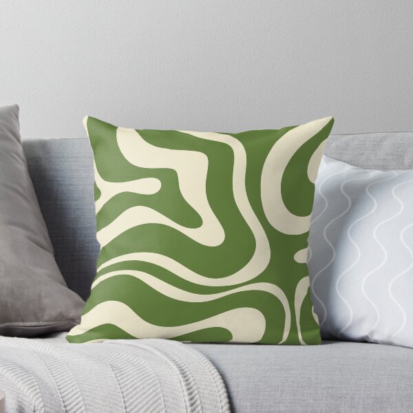 Aperçu de l'œuvre Carré de motif abstrait de tourbillon liquide moderne en vert et crème de Noël rétro créée et vendue par kierkegaard.