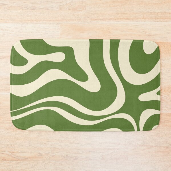 Item preview, Modern Liquid Swirl Abstract Pattern Square in Retro Christmas Green and Cream designed and sold by kierkegaard.