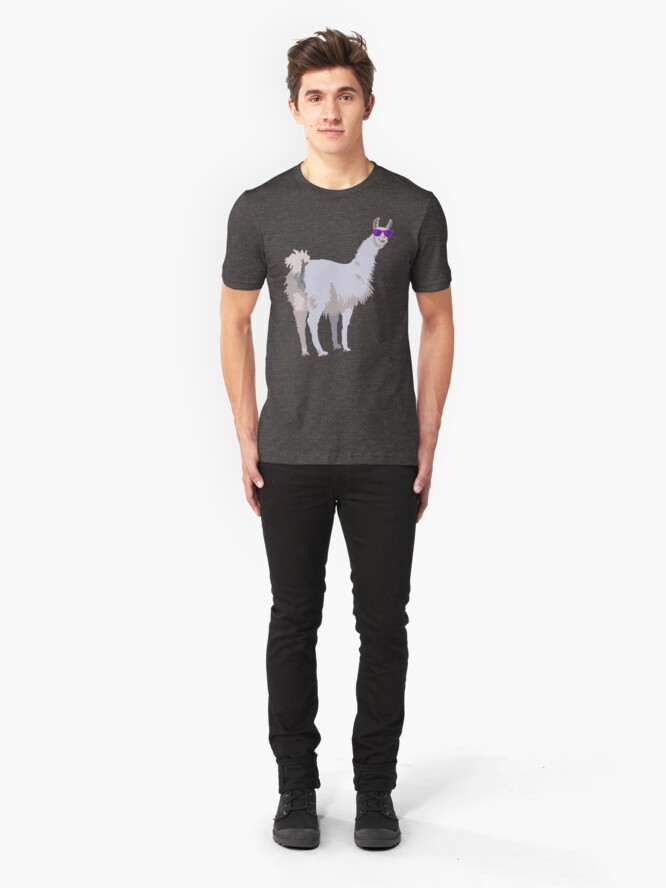 Alternate view of Cool Llama In Sunglasses Slim Fit T-Shirt