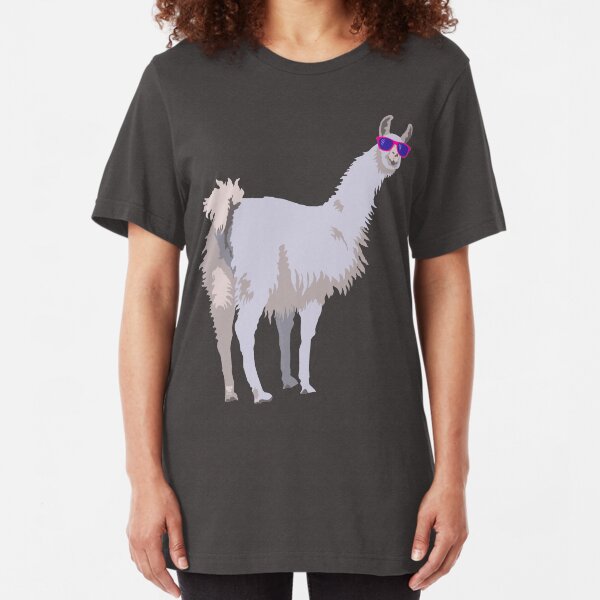 Cool Llama In Sunglasses Slim Fit T-Shirt