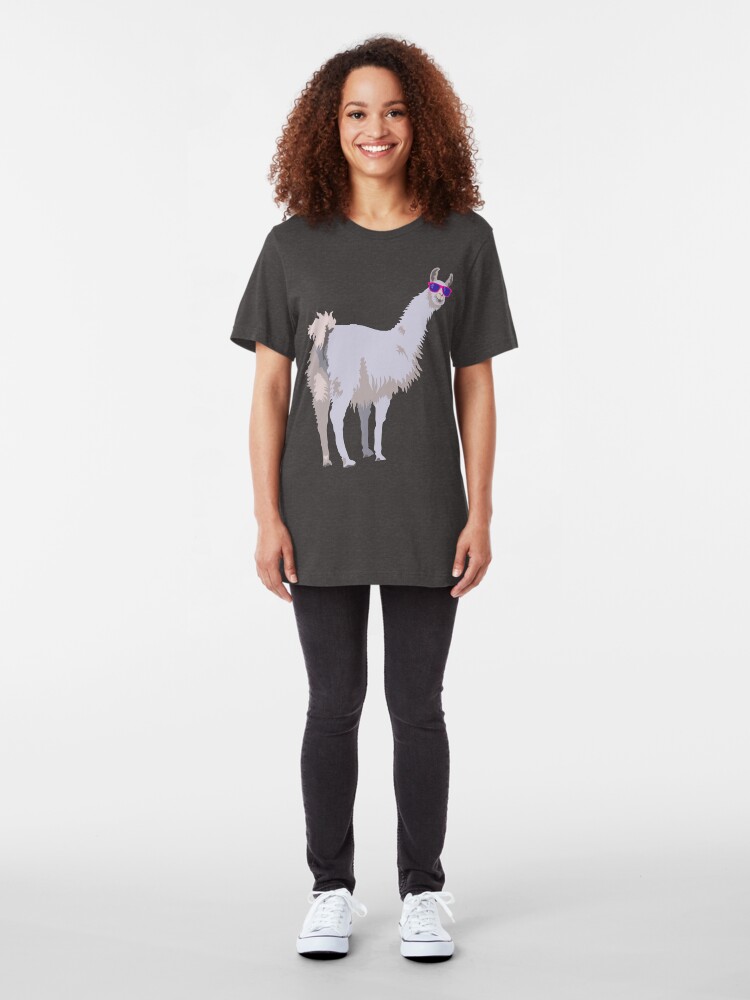 Alternate view of Cool Llama In Sunglasses Slim Fit T-Shirt