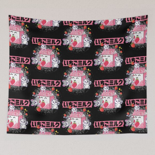Item preview, Funny Kawaii Anime Japanese Cat Strawberry Milk  designed and sold by Steinhart19.