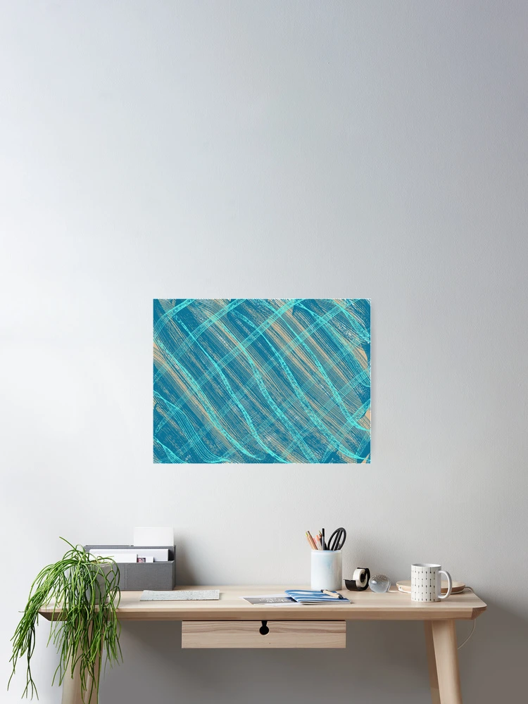 Thumbnail 2 of 3, Poster, Turquoise Rake Design designed and sold by Suguna Ganeshan.