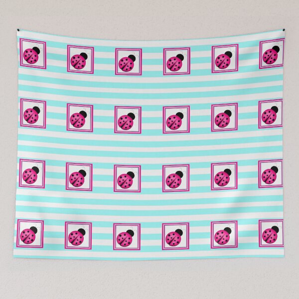 Item preview, Pink Ladybug Teal Stripes designed and sold by BeachBumFamily.