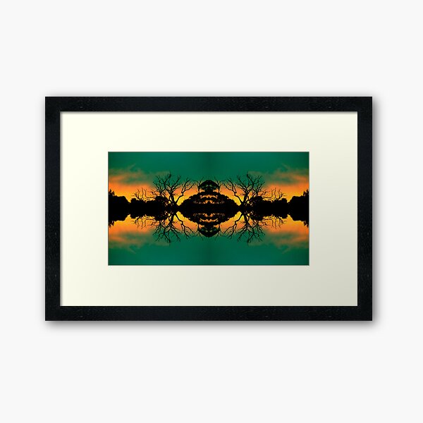Big Dam Reflections Silhouette by Adelaide Artist Avril Thomas at Magpie Springs Framed Art Print