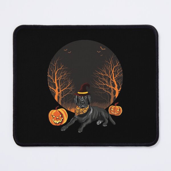 Item preview, Halloween Black Labrador Retriever wearing witch hat with pumpkins by the side designed and sold by HStudioPrints.