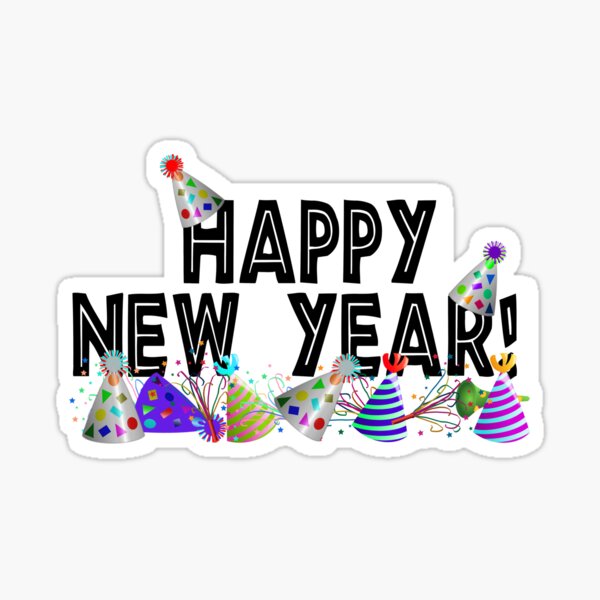 New Years Celebration Party Hats Sticker