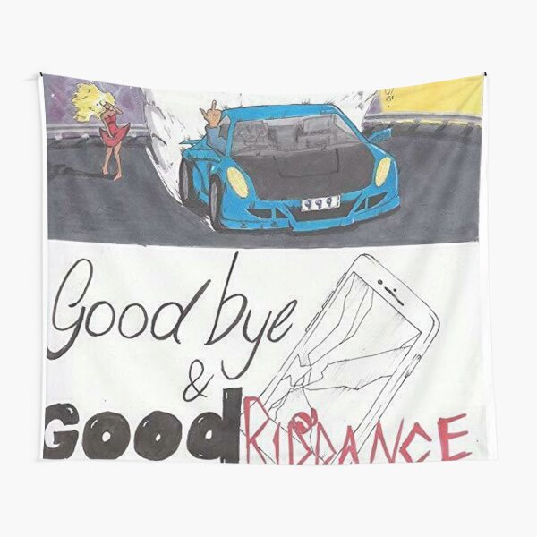 blue car midle finger Tapestry