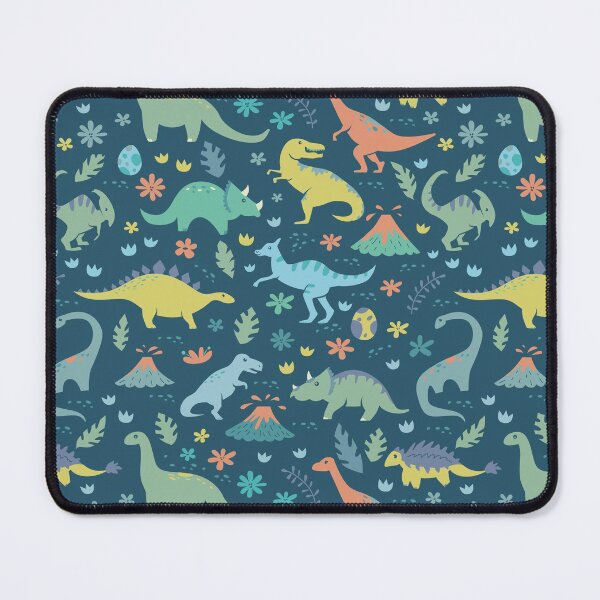 Item preview, Kawaii Dinosaur in Teal, Yellow, Coral designed and sold by latheandquill.