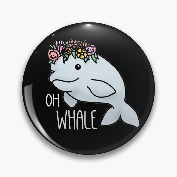 Item preview, "Oh Whale" Cute Beluga Wearing Flower Crown (White Text) designed and sold by magaphie.