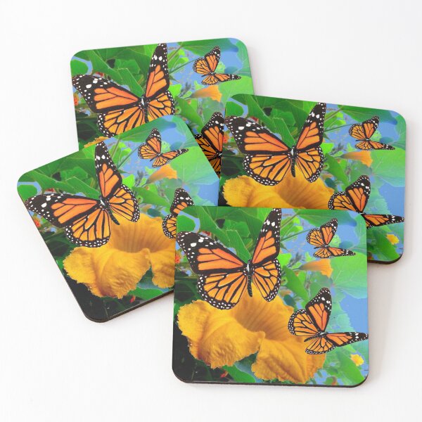 Item preview, ORANGE MONARCH BUTTERFLIES IN GARDEN ART designed and sold by sharlesart.