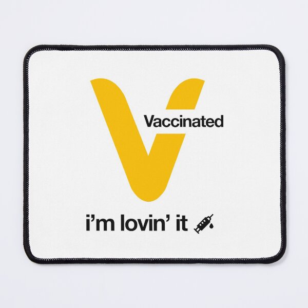 Item preview, Letter V - Vaccinated (Fast Food Restaurant Parody) with needle icon - Black Text designed and sold by AMGraphicStudio.