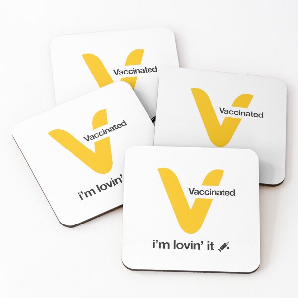 Item preview, Letter V - Vaccinated (Fast Food Restaurant Parody) with needle icon - Black Text designed and sold by AMGraphicStudio.