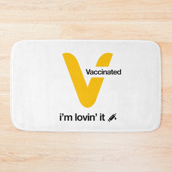 Item preview, Letter V - Vaccinated (Fast Food Restaurant Parody) with needle icon - Black Text designed and sold by AMGraphicStudio.