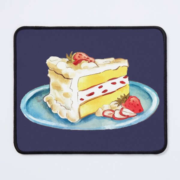 Item preview, Slice of Strawberries and Cream Cake on a Blue Plate designed and sold by Alicia Chee.
