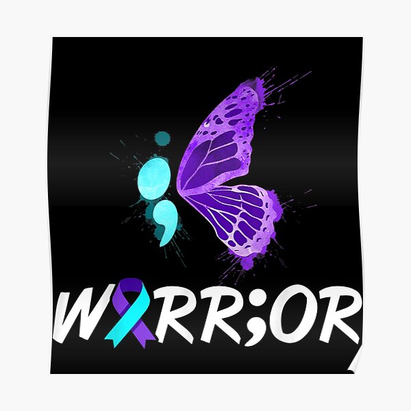 Semicolon Butterfly Suicide Prevention Awareness Poster